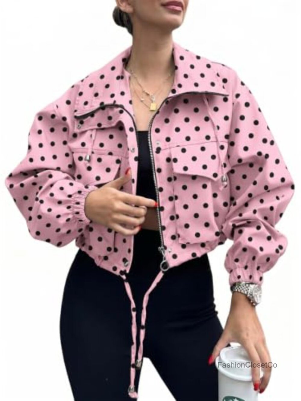 Cropped Bomber Jacket Zip Up Lightweight